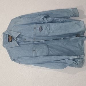 Harley Davidson blue denim long sleeve button down shirt XXL